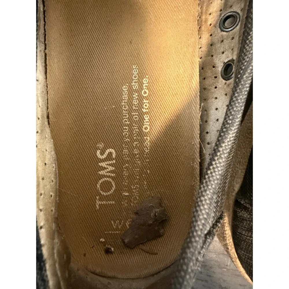 TOMS Womens Alpargata Slip On Shoes Gray Textured Canvas Flats Size 6